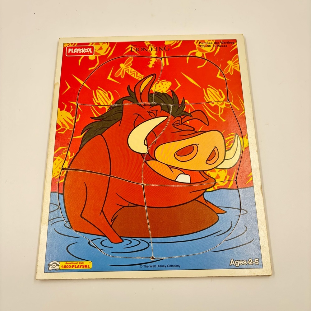 Vintage 1994 Playskool Disney The Lion King Pumbaa Wooden Puzzle